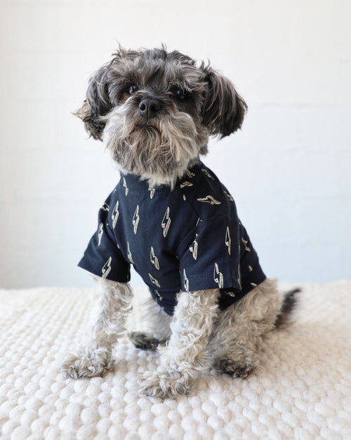 Bold dog shirt featuring an electrifying design