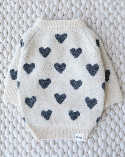 Lovebug Heart Print Crewneck Dog Sweater
