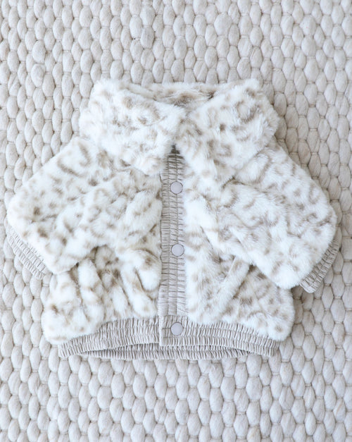 Broadway Snow Leopard Faux Fur Dog Jacket