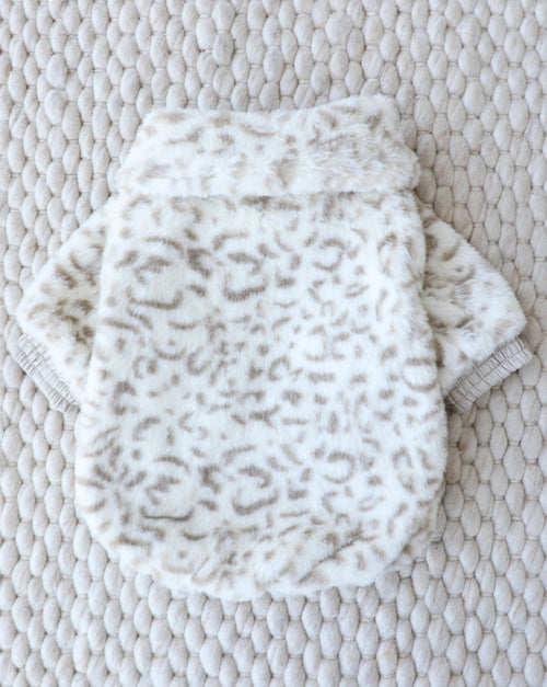 Broadway Snow Leopard Faux Fur Dog Jacket
