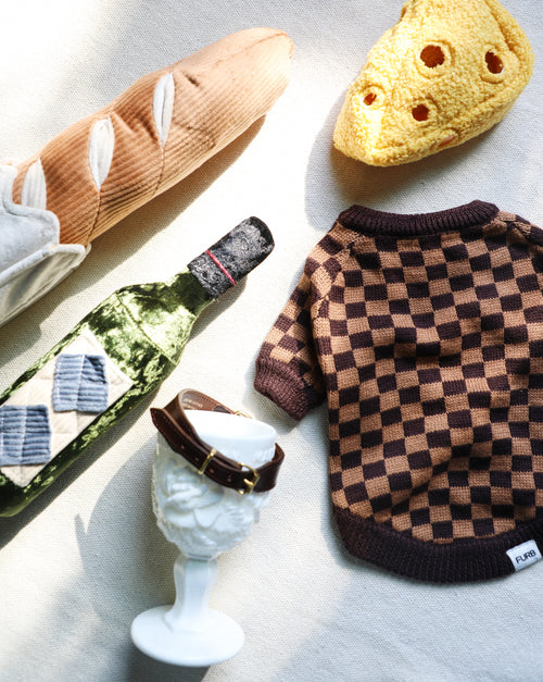 Arlo Brown Check Sweater Product Image Detail. dog sweaters for pugs