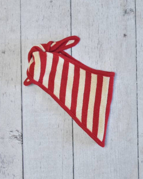 Adorable small dog knit bandana for cozy winter style.
