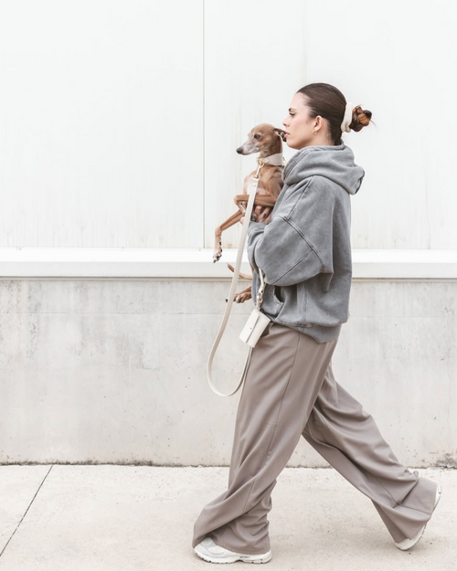 Side angle of Roma ivory leather dog collar, wide fit and elegant design
