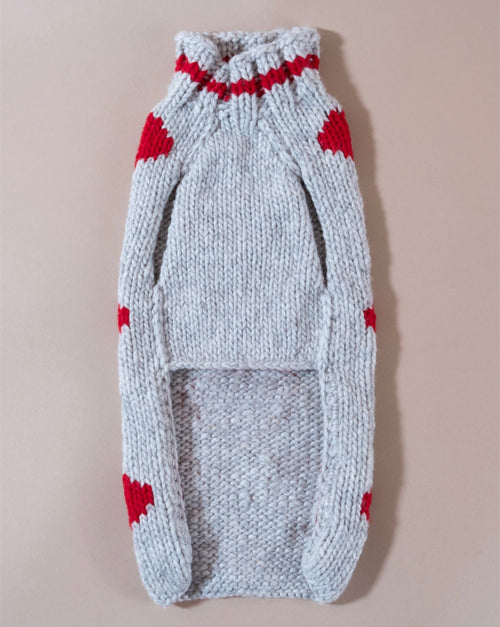 Comfortable heart print dog sweater for small breeds like Beagles and Miniature Schnauzers