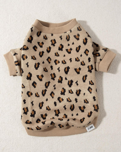 tan leopard print dog crewneck sweatshirt