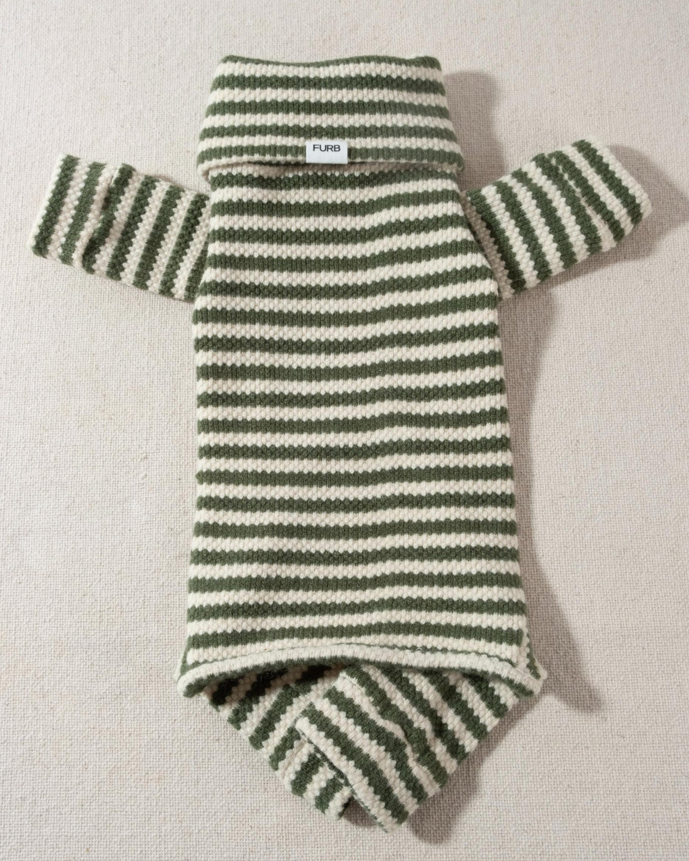 green and ivory striped turtleneck dog onesie