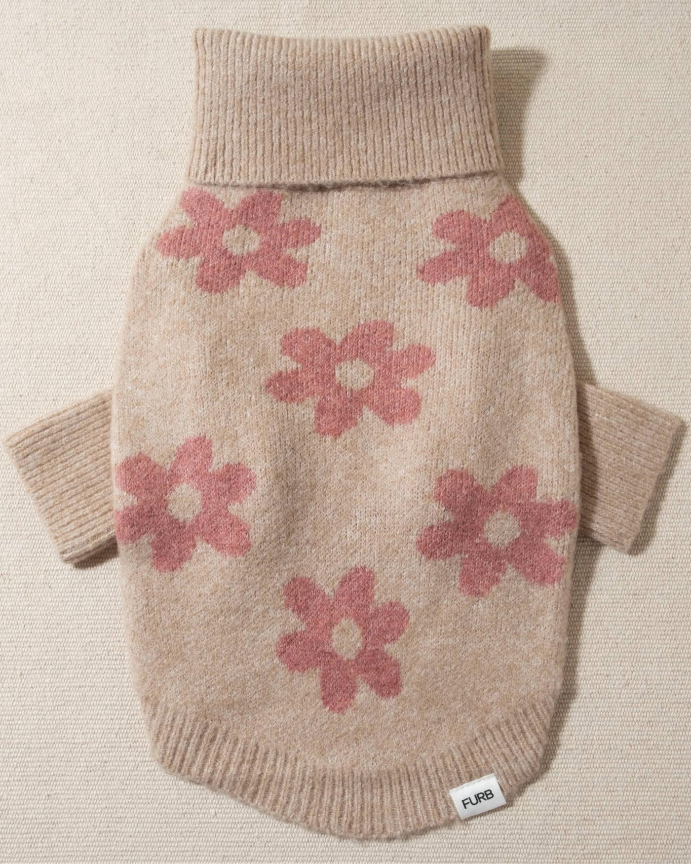 Flower Child Taupe + Pink Floral Dog Sweater