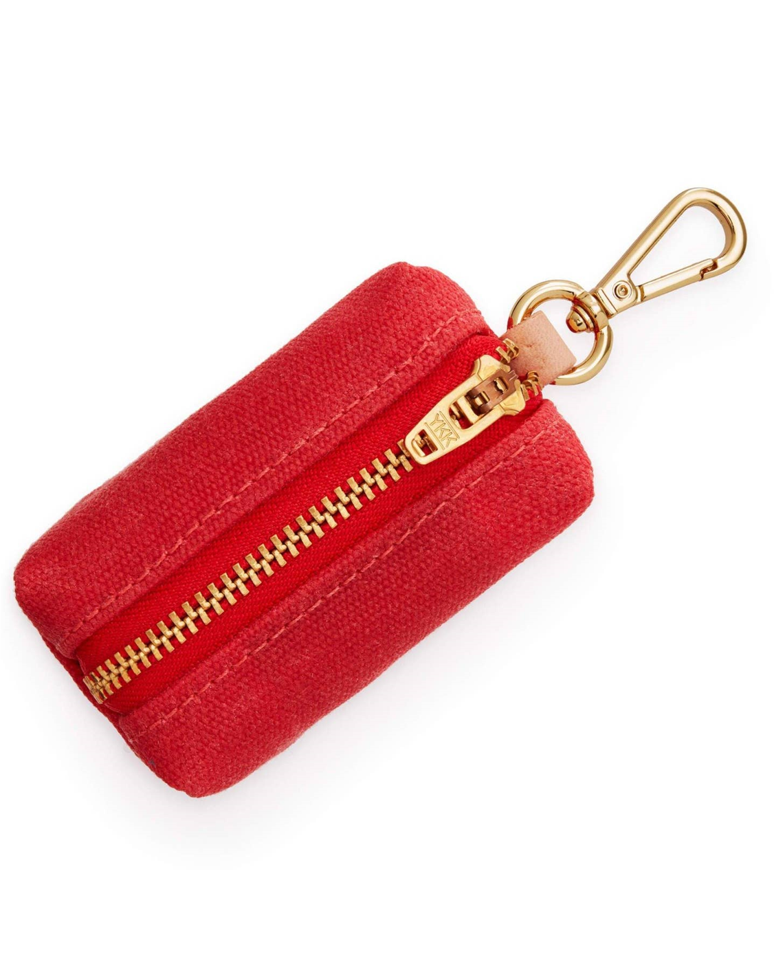 Waxed red cotton canvas is complete with elevated brass hardware. Sleek clasp easily attaches to your leash's O ring. There's no mess left behind with this adorable accessory.