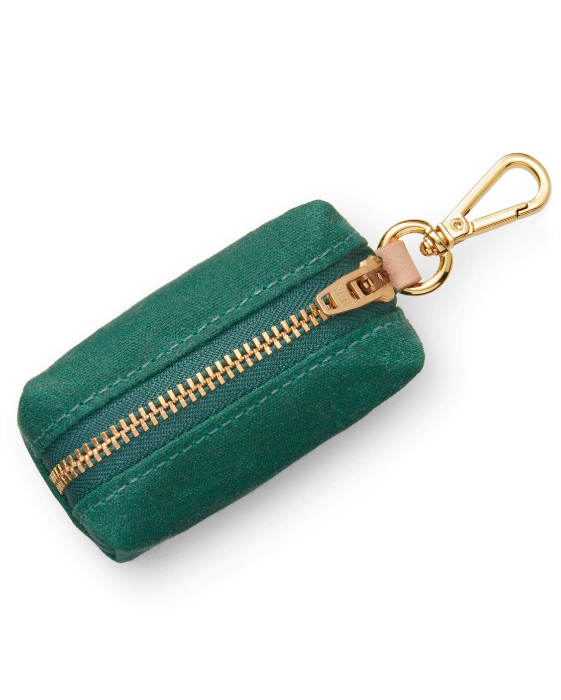 Waxed green cotton canvas is complete with elevated brass hardware. Sleek clasp easily attaches to your leash's O ring. There's no mess left behind with this adorable accessory.