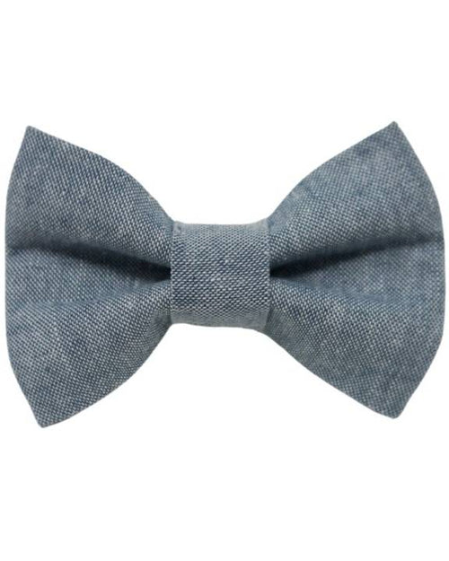 Stylish chambray pet bow tie in blue for a dapper look