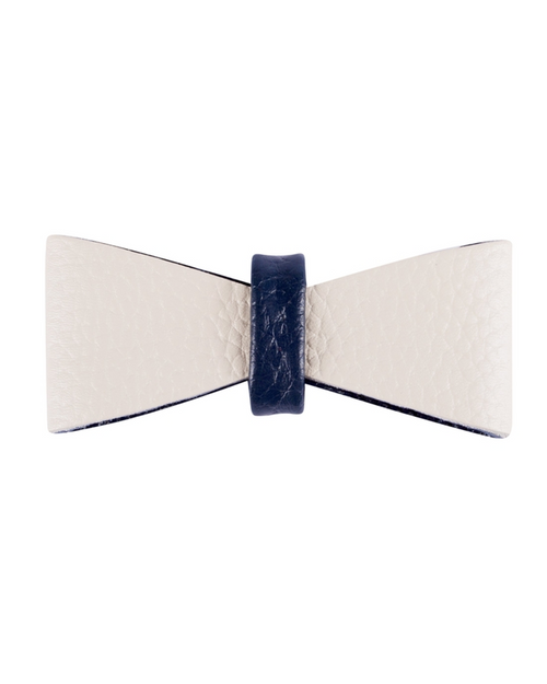 Sophisticated white leather pet bowtie for special occasions