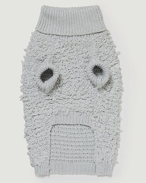 Starlet Metallic Silver Curly Knit Jumper Christmas chihuahua outfits, perfect for the season.
