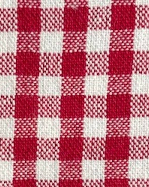 Plush red gingham dog toy bone, perfect for fetch or snuggle.