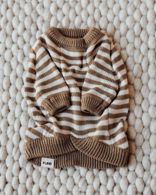 Like A Bandit Nutmeg Striped Sweater Product Image Detail. teacup chihuahua sweaters