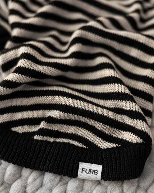 Like A Bandit Black Striped Sweater Product Image Detail. corgi with sweater