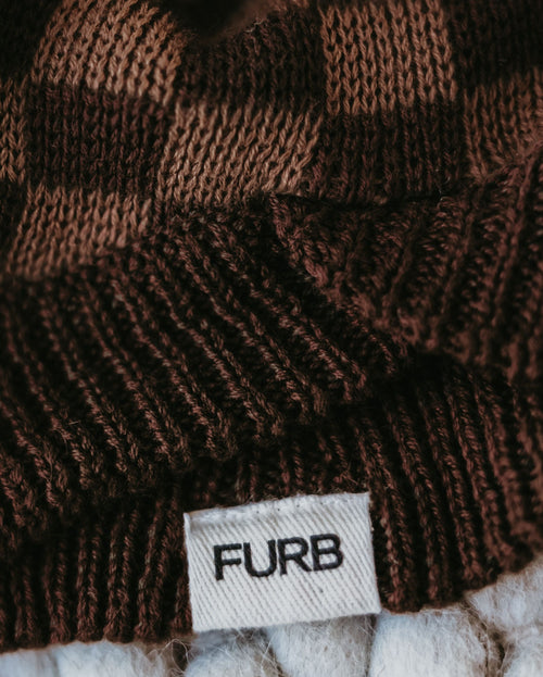 Arlo Brown Check Sweater Product Image Detail. sweaters for corgi dogs