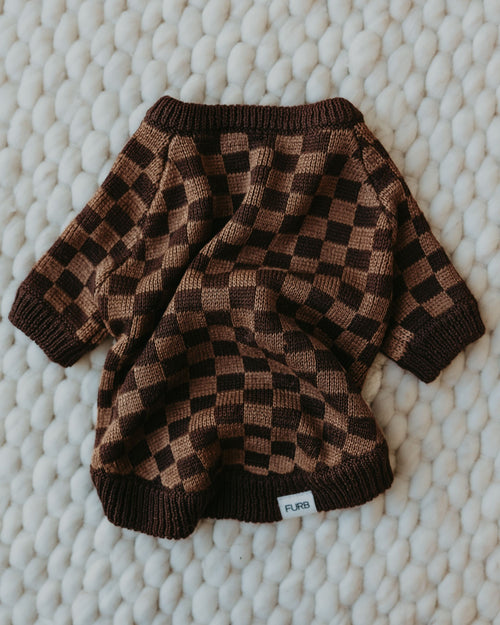 Arlo Brown Check Sweater Product Image Detail. sweater french bulldog