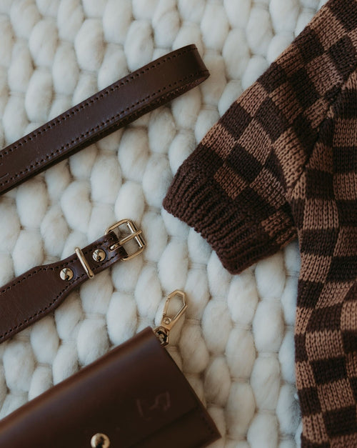 Arlo Brown Check Sweater Product Image Detail. dog sweater beagle