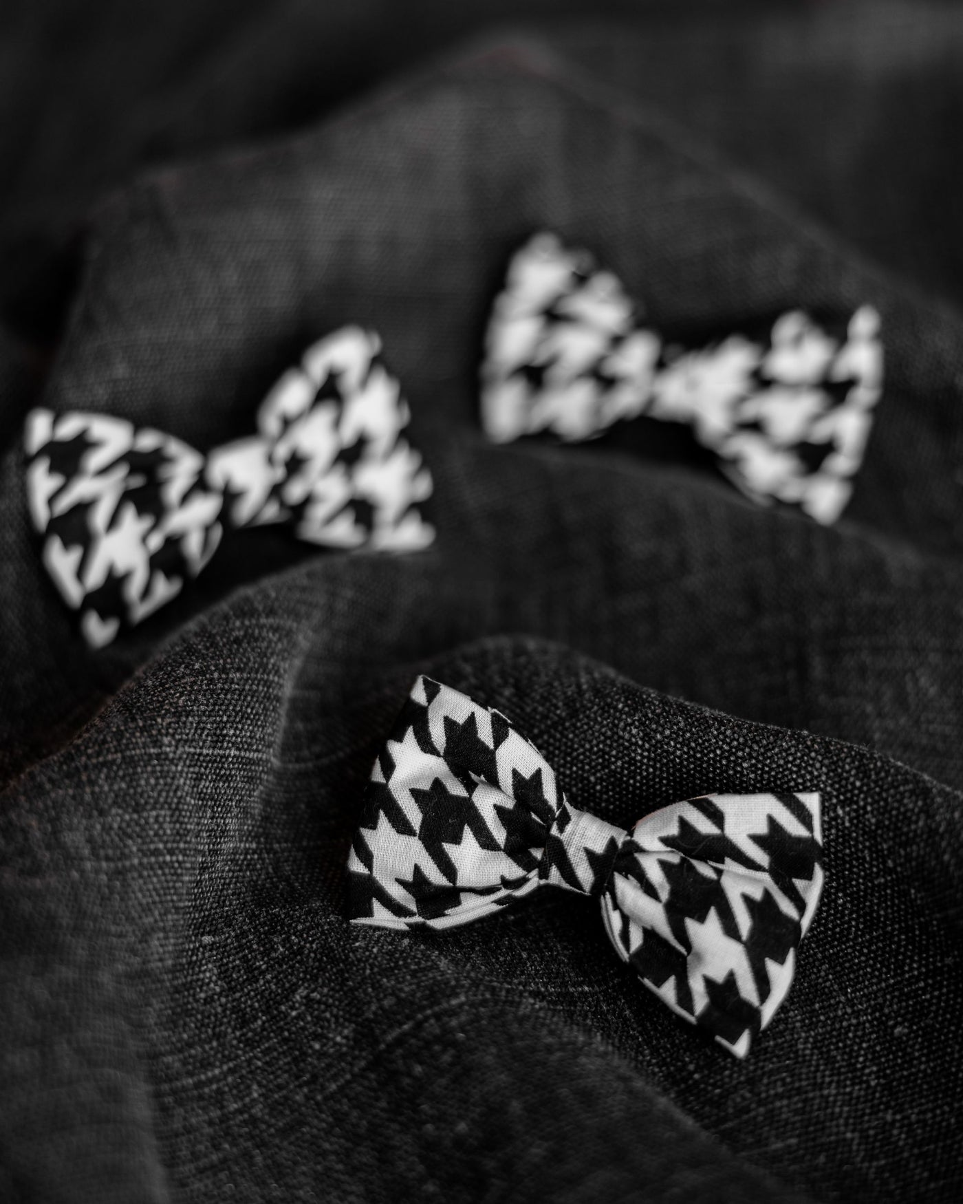 Watson Black + White Houndstooth Bow Tie Product Image Detail