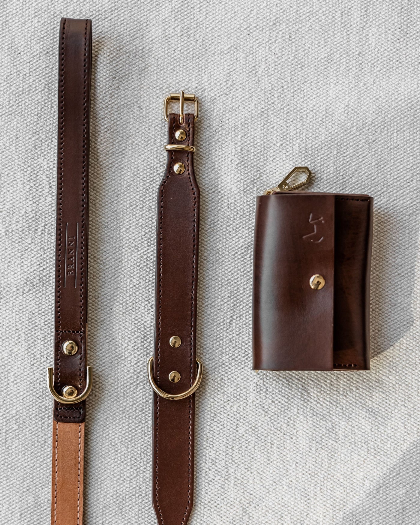 Rocco Leash in Tan and Brown Leather Product Image Detail