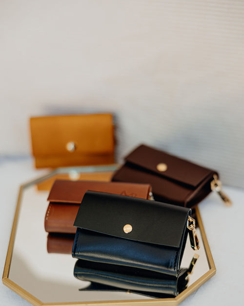 Leather Waste Bag Dispenser in Black Product Image Detail