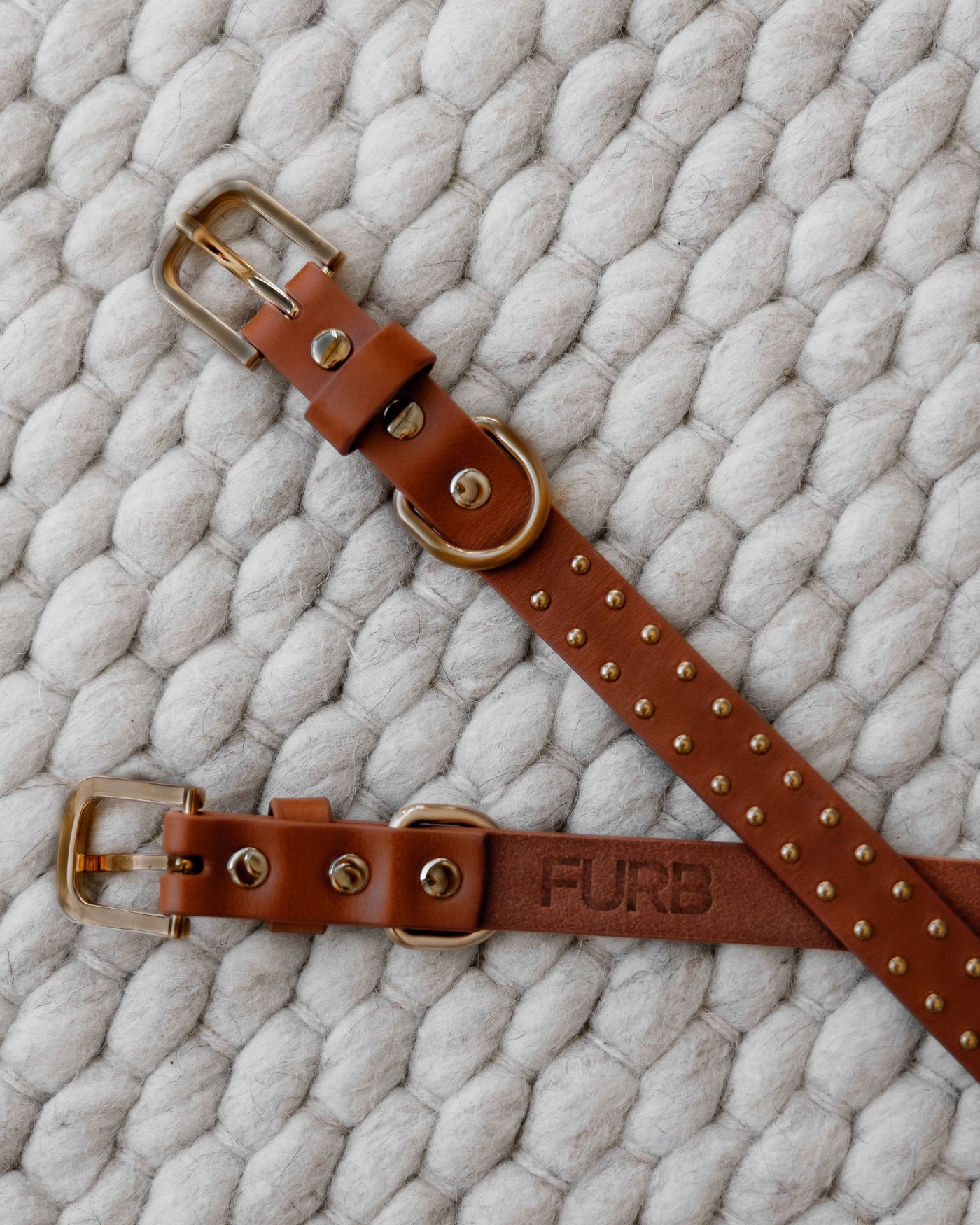 What a Stud Tan Leather Collar Product Image Detail