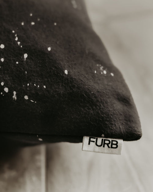 Roscoe Charcoal Splatter Sweatshirt Dog Bed made with our favorite sweatshirt material