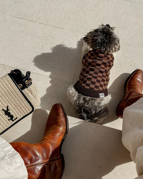 Arlo Brown Check Sweater Product Image Detail. sweaters for standard poodles