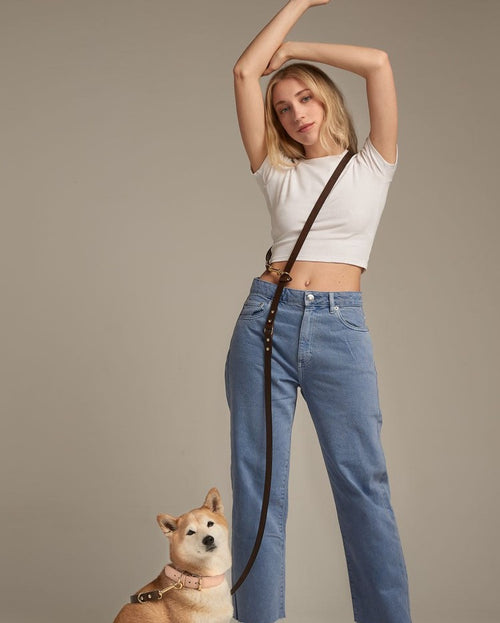 Multi-position Leather Leash in Black Product Image Detail