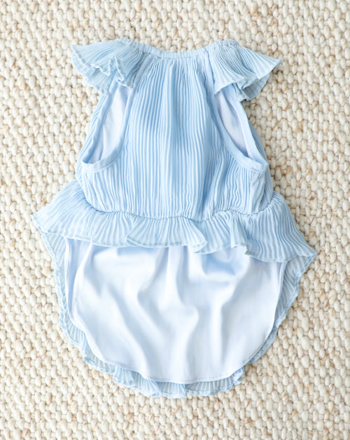 Love Story Ice Blue Pleated Chiffon Dress
