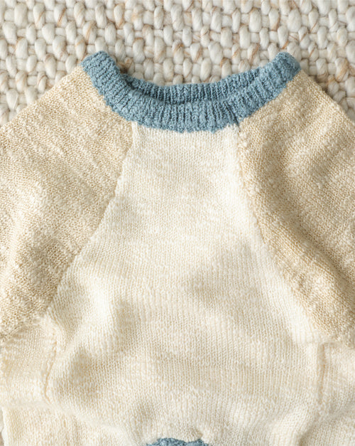 Monaco Bay Blue Colorblock Slub Sweater