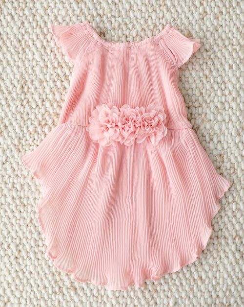 Love Story Rose Pink Pleated Chiffon Dress