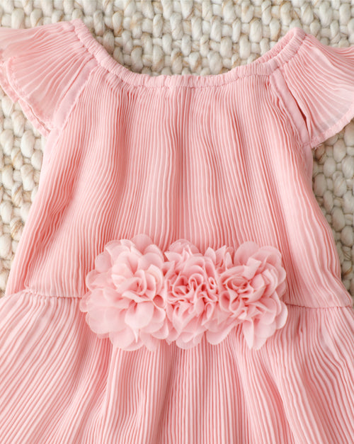 Love Story Rose Pink Pleated Chiffon Dress