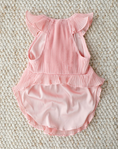 Love Story Rose Pink Pleated Chiffon Dress