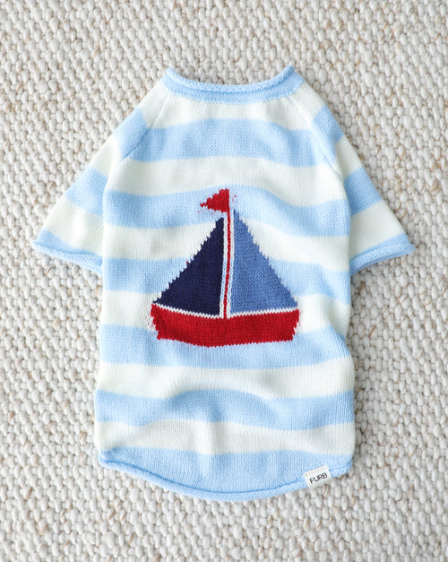 Ships Ahoy Blue + White Striped Sweater