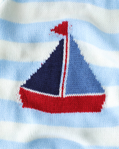 Ships Ahoy Blue + White Striped Sweater