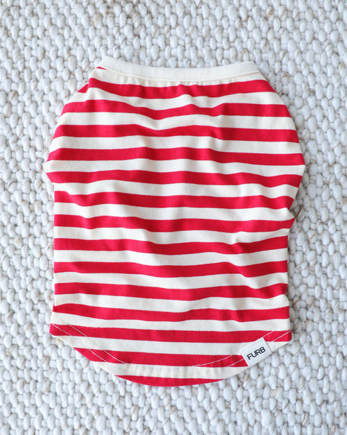 Pup Rally Red + Ivory Striped Dog Tank