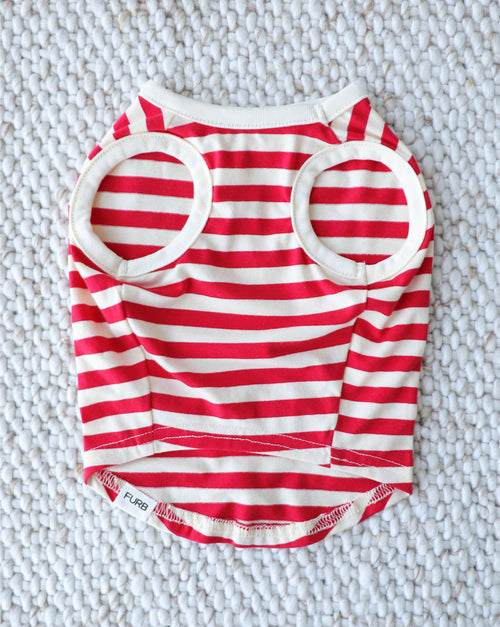 Pup Rally Red + Ivory Striped Dog Tank