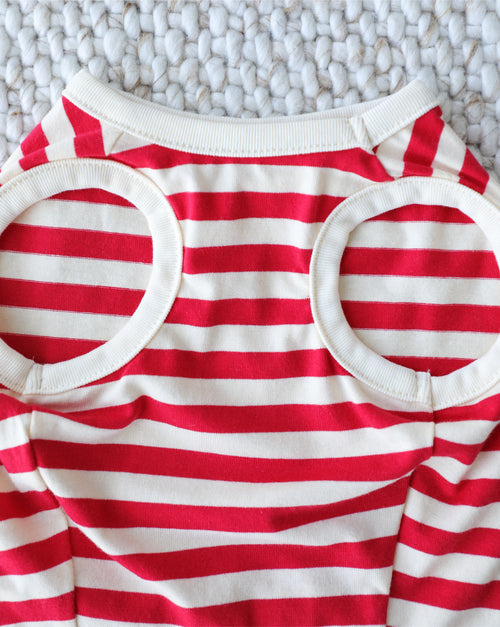 Pup Rally Red + Ivory Striped Dog Tank