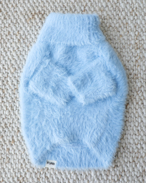 Bobbi Pastel Blue Eyelash Knit Dog Sweater