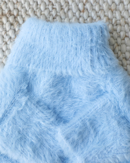 Bobbi Pastel Blue Eyelash Knit Dog Sweater