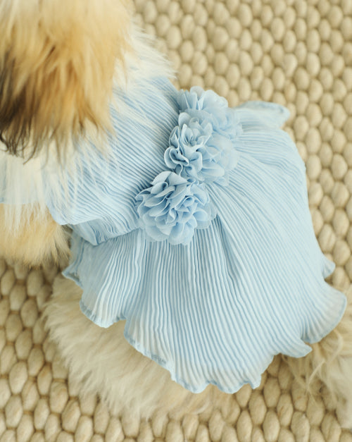 Love Story Ice Blue Pleated Chiffon Dress