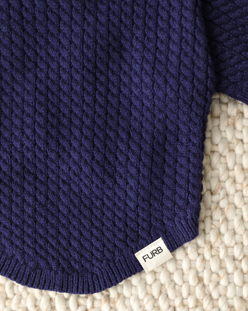Little Skipper Navy Cable Knit Polo Sweater