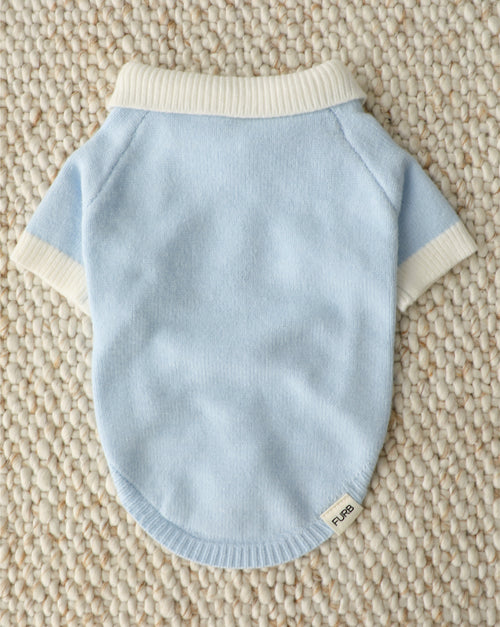Cherry On Top Light Blue Polo Dog Sweater