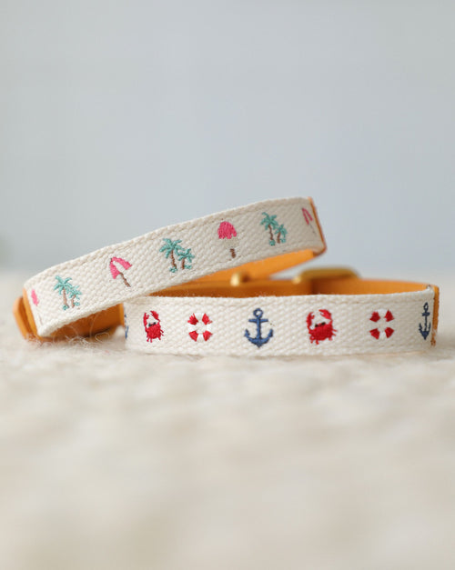 Seas The Day Embroidered Dog Collar