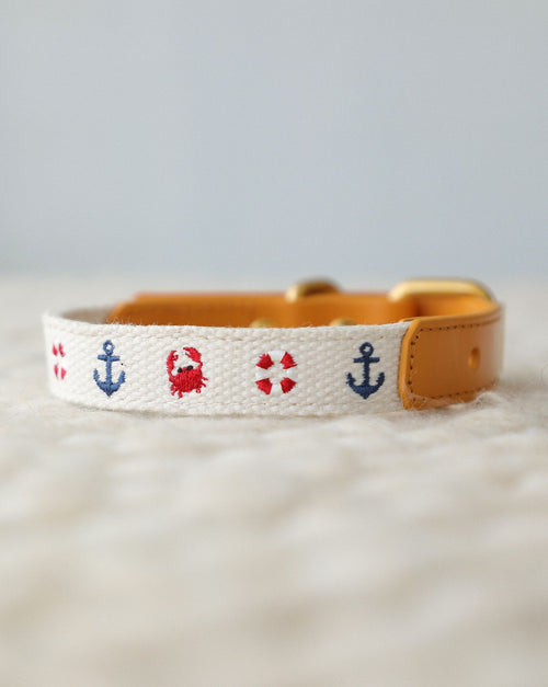 Seas The Day Embroidered Dog Collar
