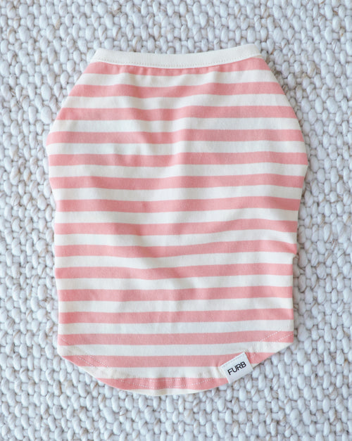 Pup Rally Peach + Ivory Striped Dog Tank