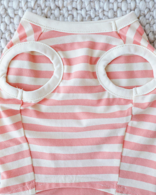 Pup Rally Peach + Ivory Striped Dog Tank