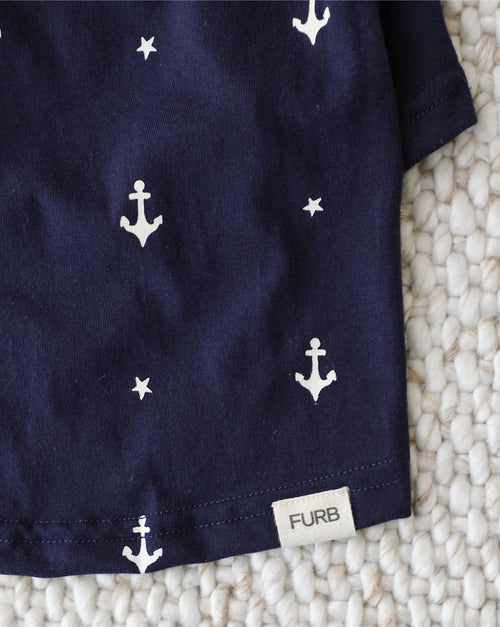 breathable cotton dog tee with anchor design, casual pet clothing for everyday wear