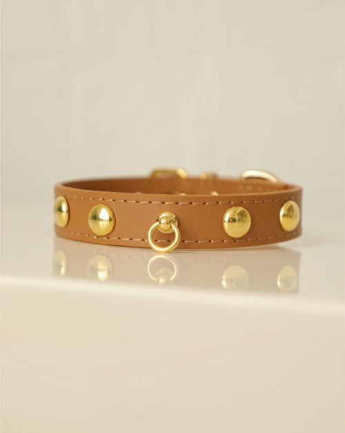 Nara Studded Camel Leather Collar